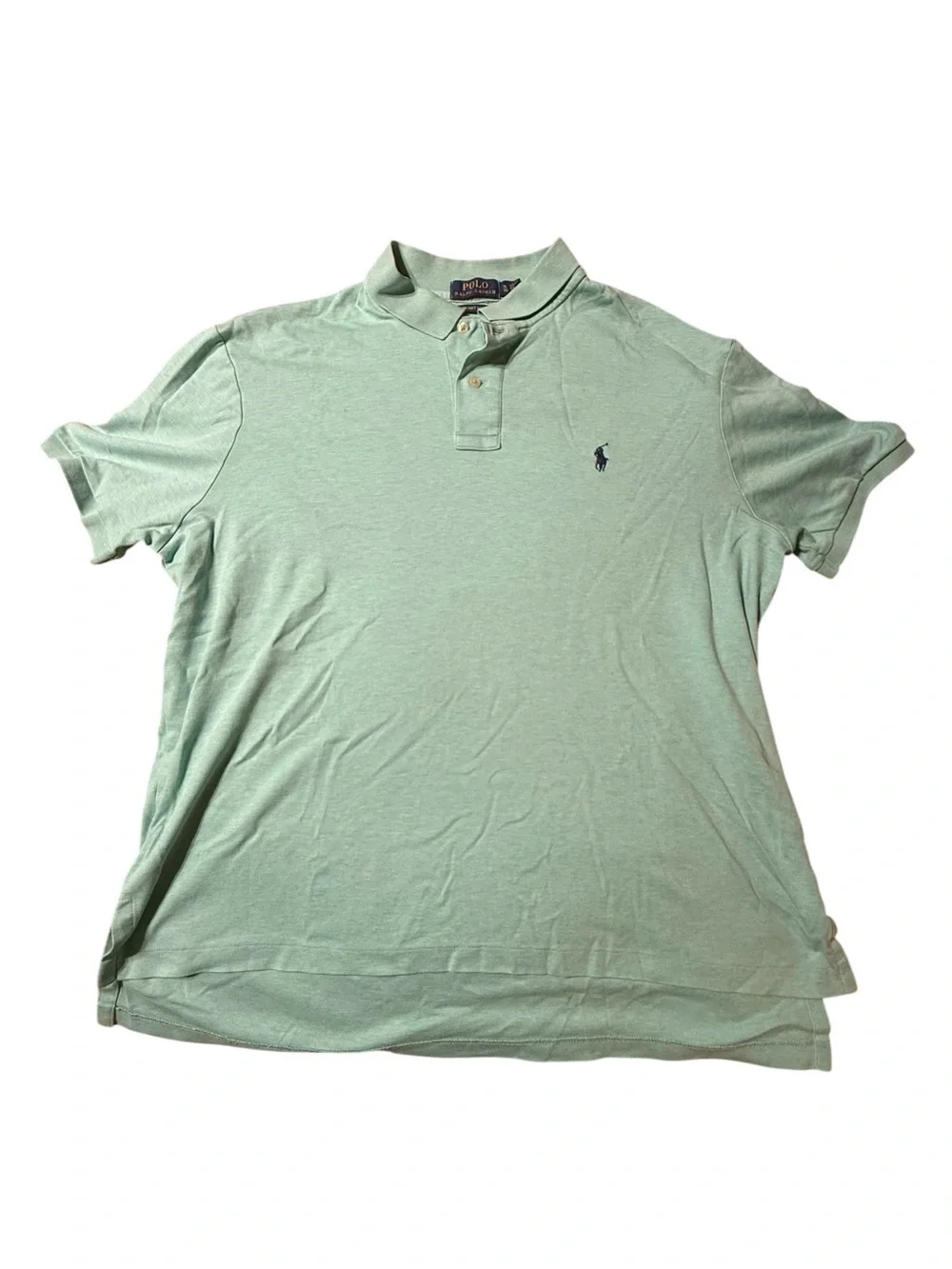 Polo Ralph Lauren Mens XL Custom Fit Short Sleeve Polo Shirt Blue Green Mint